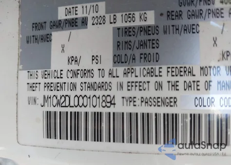 2012 Mazda Mazda5 Grand Touring from USA, damaged, VIN JM1CW2DL0C0101894